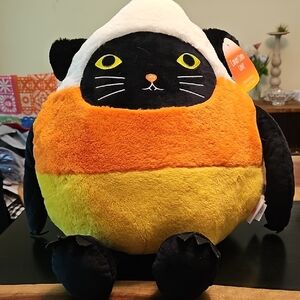 Black Cat In Candy Corn Costume Decorative Plush Toy